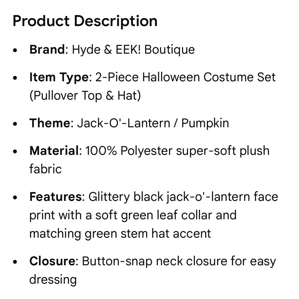 Hyde EEKI Boutique Baby Pumpkin Halloween Costume Set Hat Infant Plush 6-12M